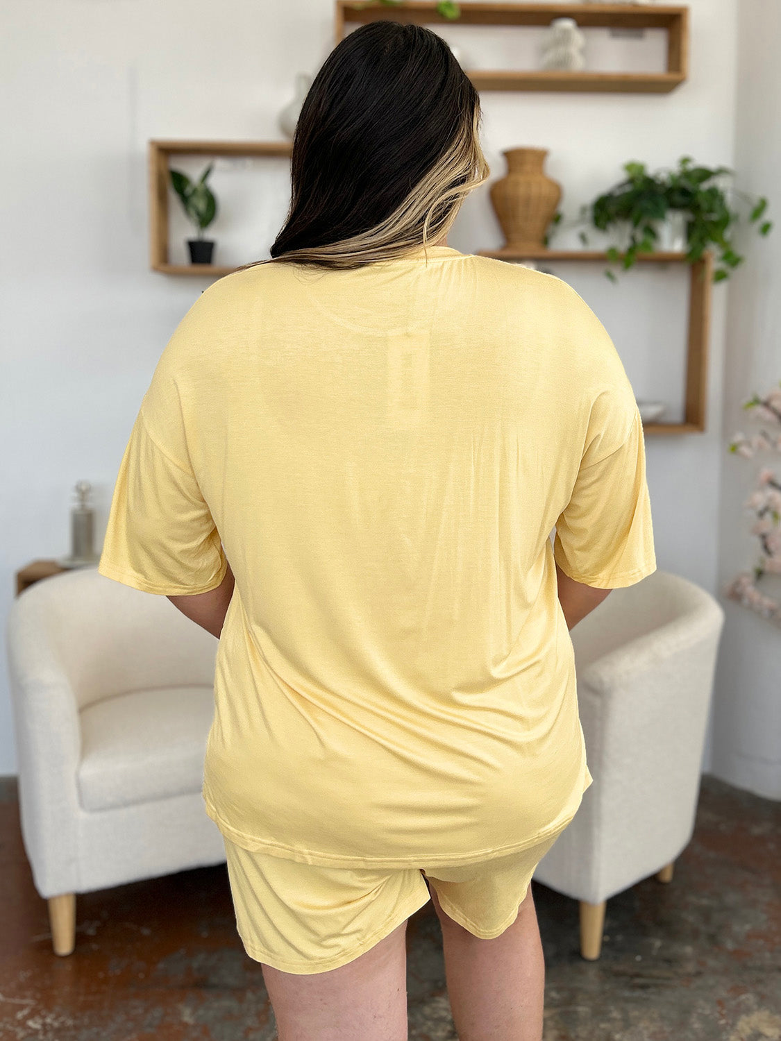Basic Bae Bamboo Full Size Round Neck Drop Shoulder T-Shirt and Shorts Set, 4 Colors