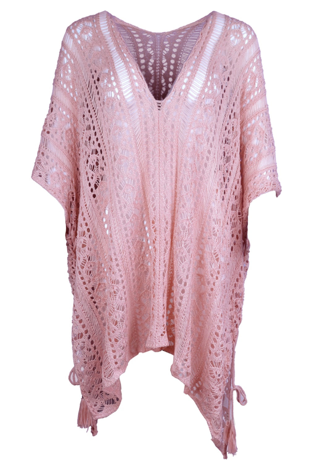 Angel Wings Cutout V-Neck Cover-Up with Tassel, 12 Colors