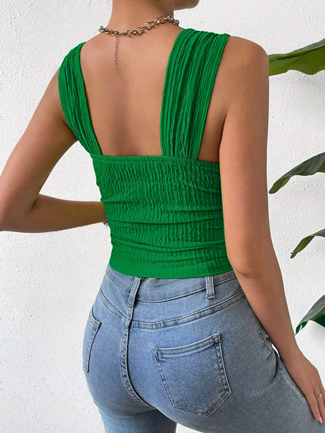 Textured Square Neck Wide Strap Tank , 10 Colors