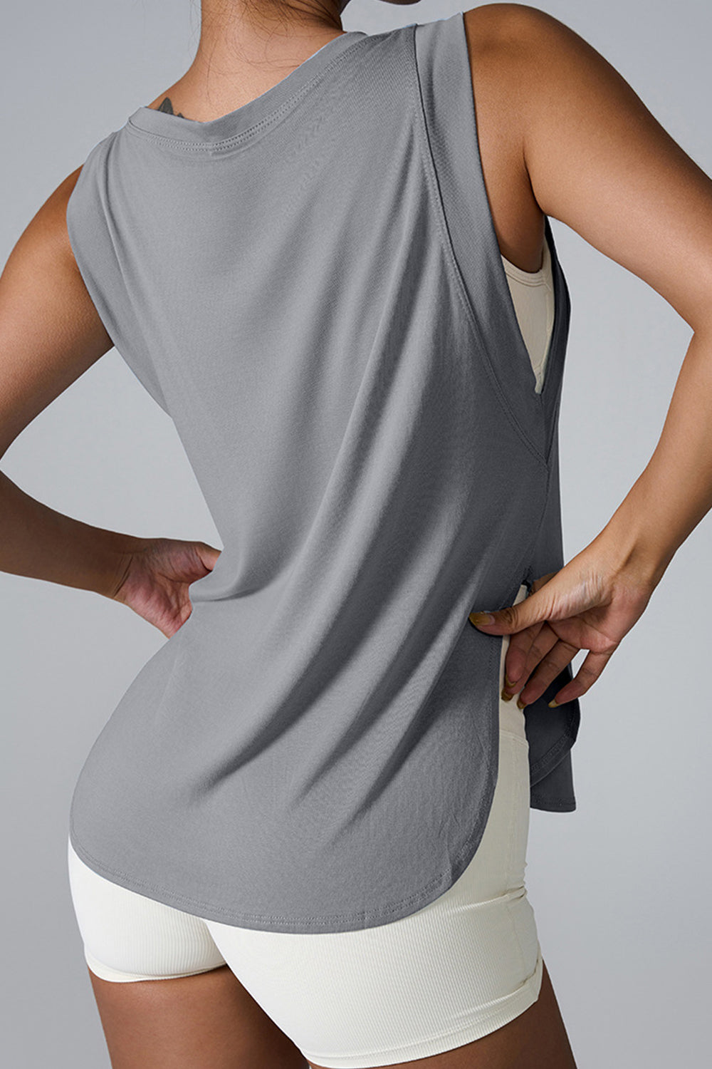 Slit Round Neck Active Tank, 5 Colors