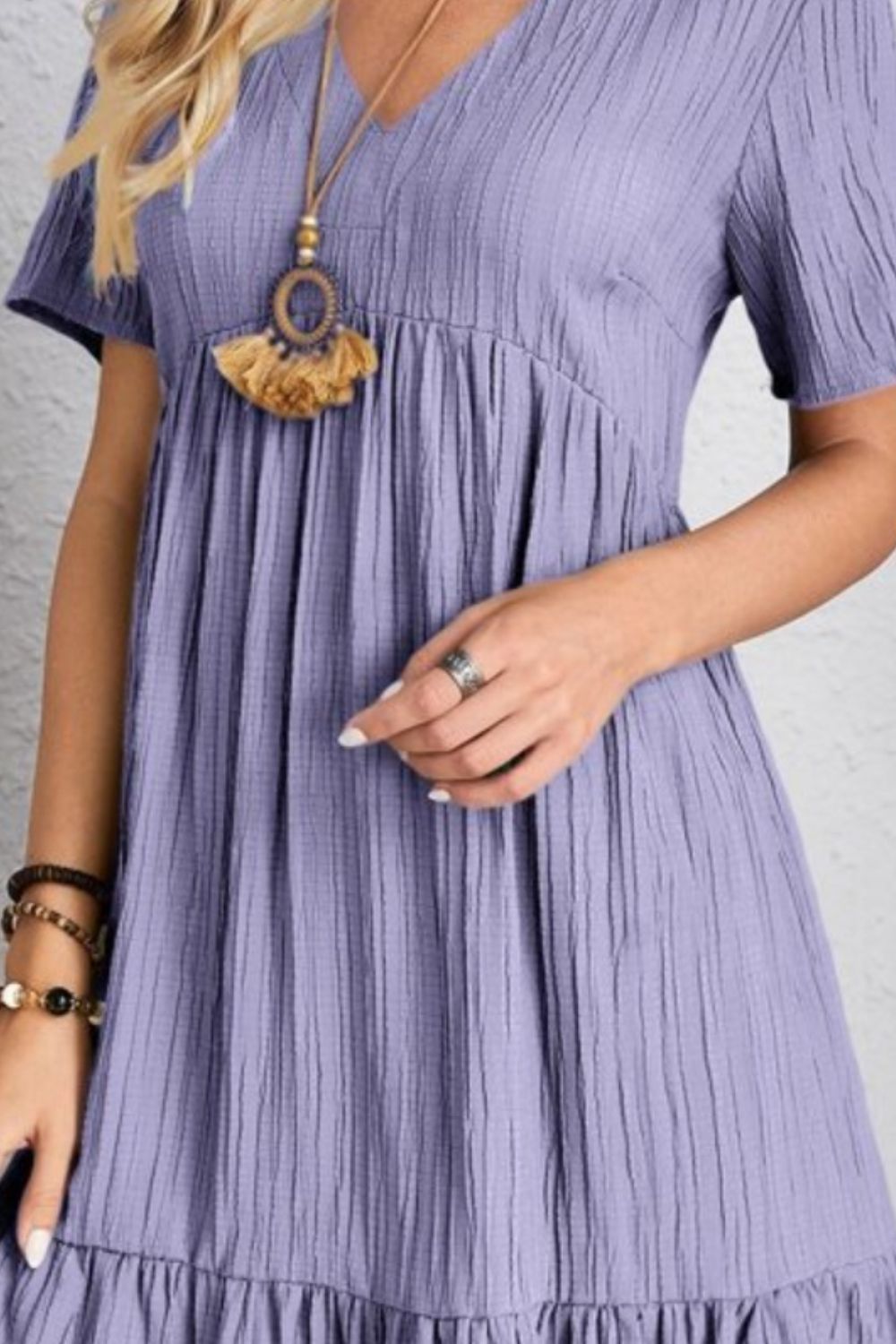 Full Size V-Neck Short Sleeve Dress, 6 Colors