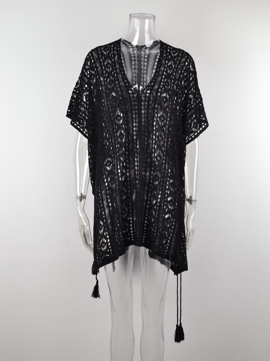 Angel Wings Cutout V-Neck Cover-Up with Tassel, 12 Colors