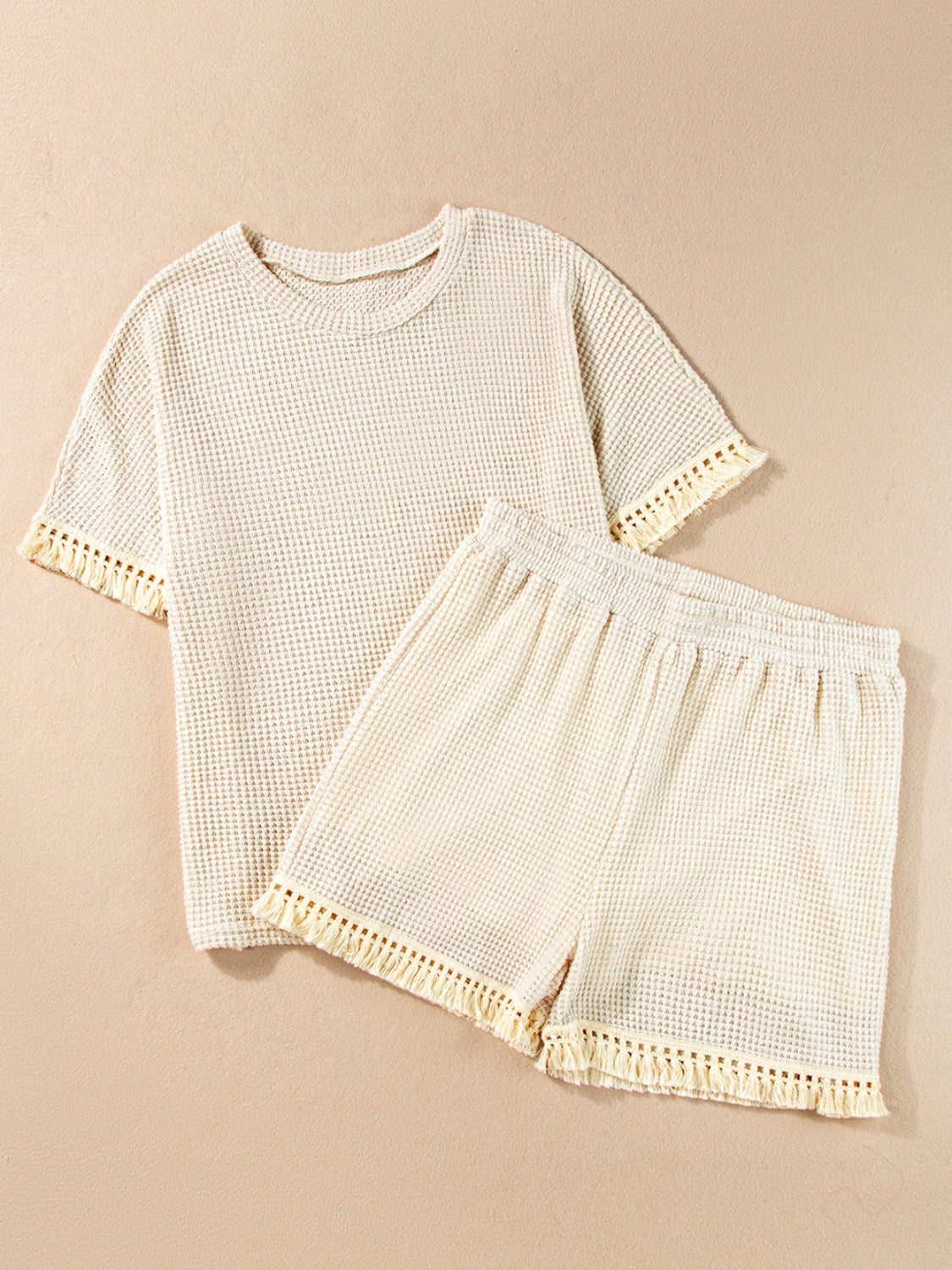 Tassel Round Neck Top and Shorts Set, 3 Colors