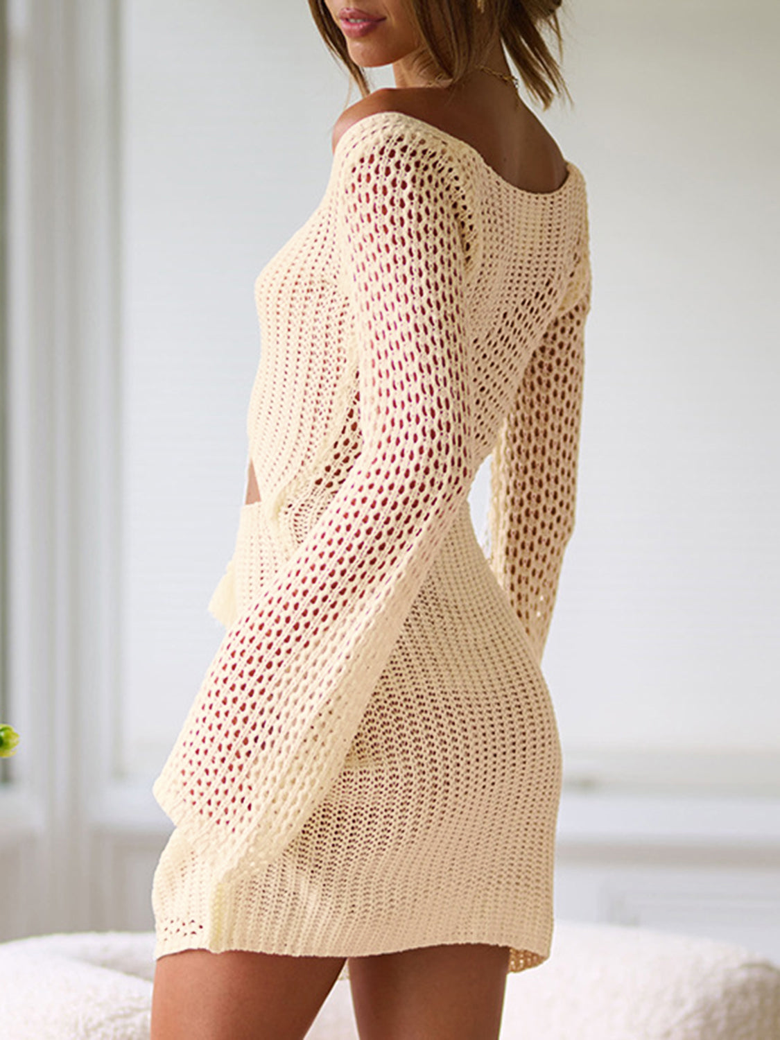 Cutout Lace-Up Long Sleeve Cover Up, 3 Colors