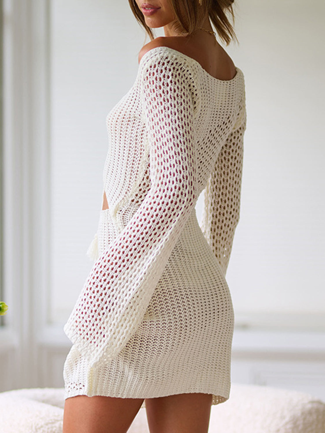 Cutout Lace-Up Long Sleeve Cover Up, 3 Colors