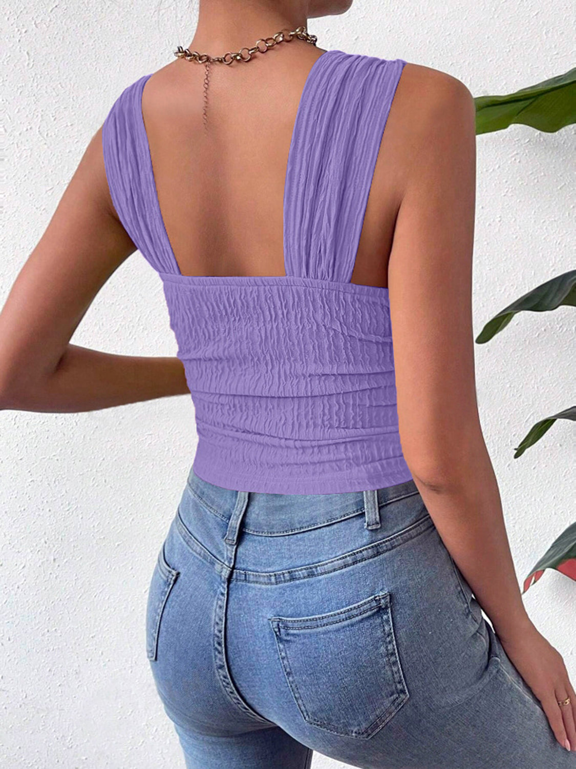 Textured Square Neck Wide Strap Tank , 10 Colors