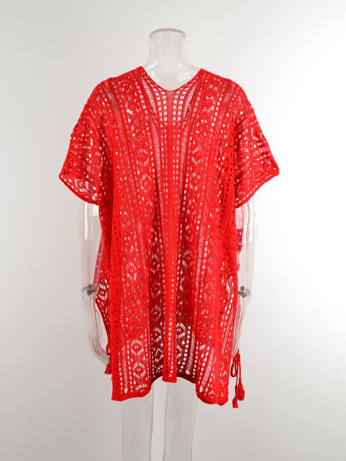 Angel Wings Cutout V-Neck Cover-Up with Tassel, 12 Colors