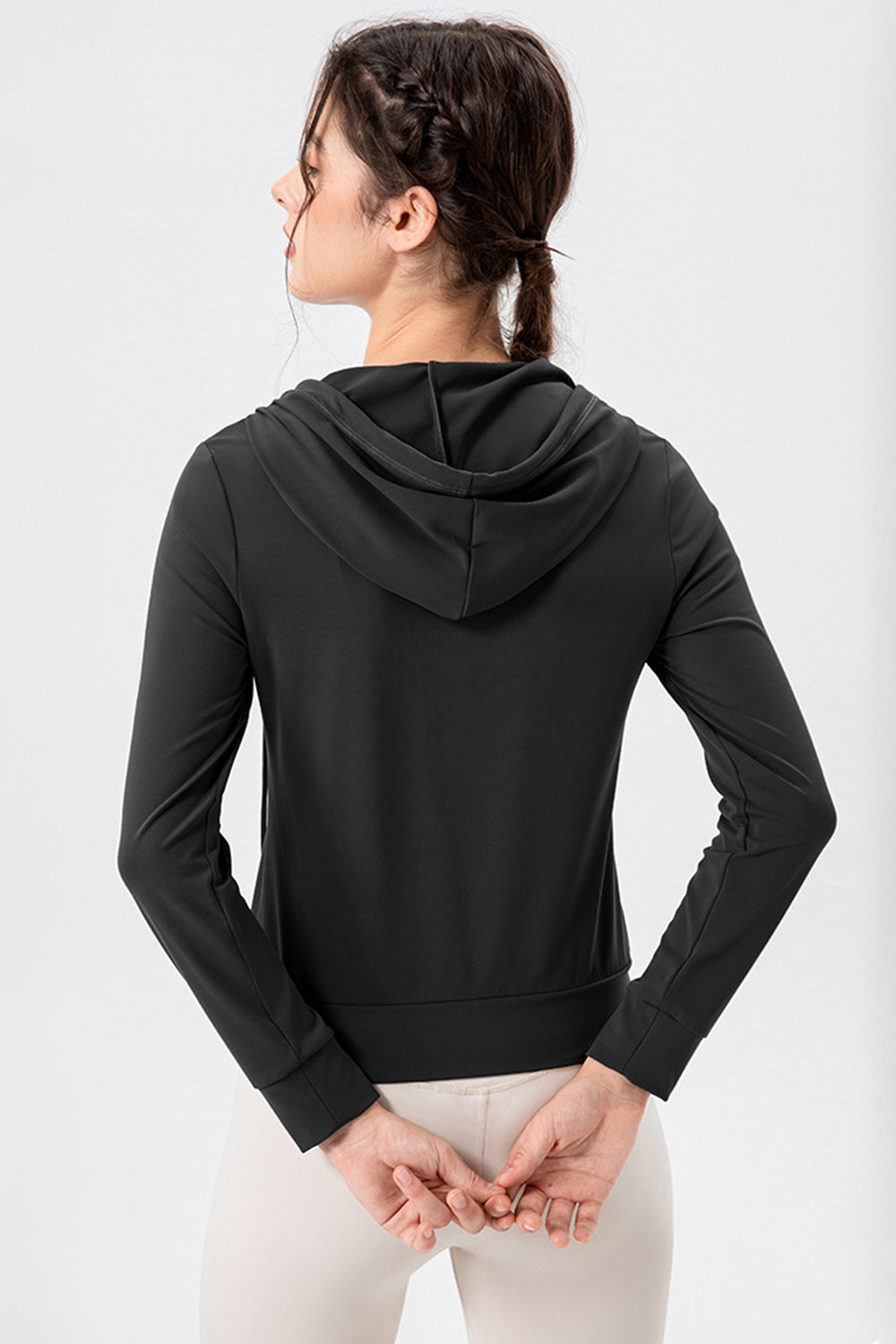 Drawstring Zip Up Hooded Active Outerwear, 4 Colors