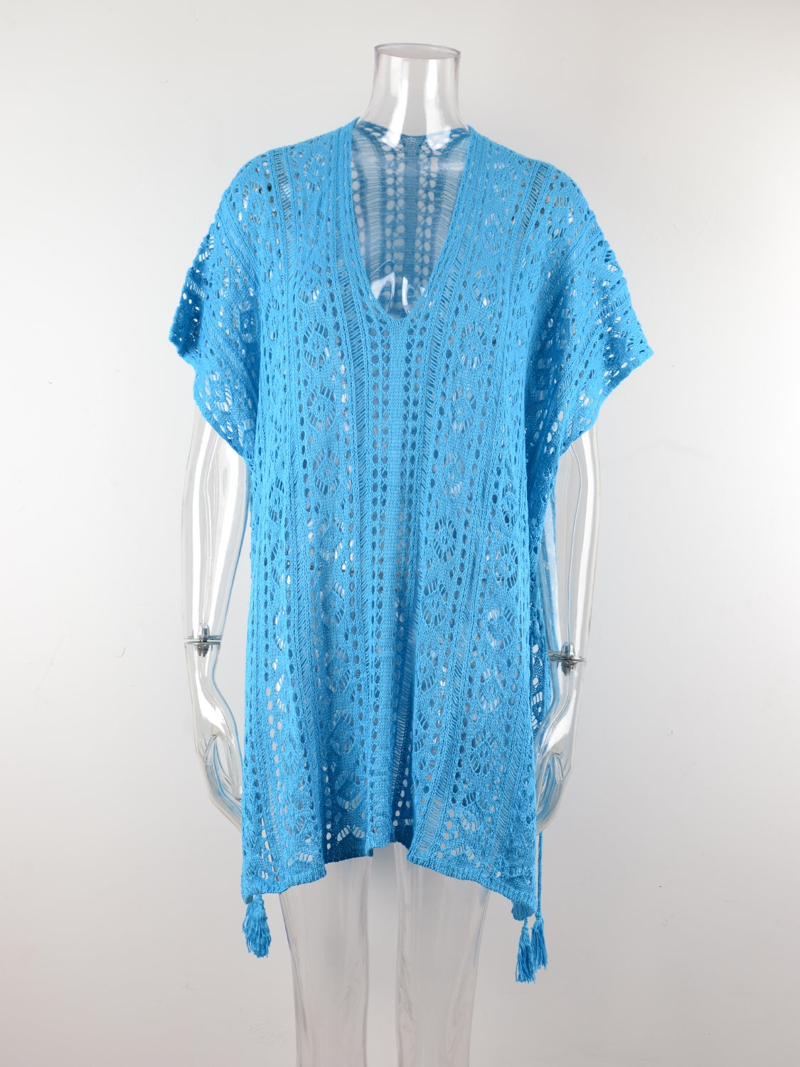 Angel Wings Cutout V-Neck Cover-Up with Tassel, 12 Colors