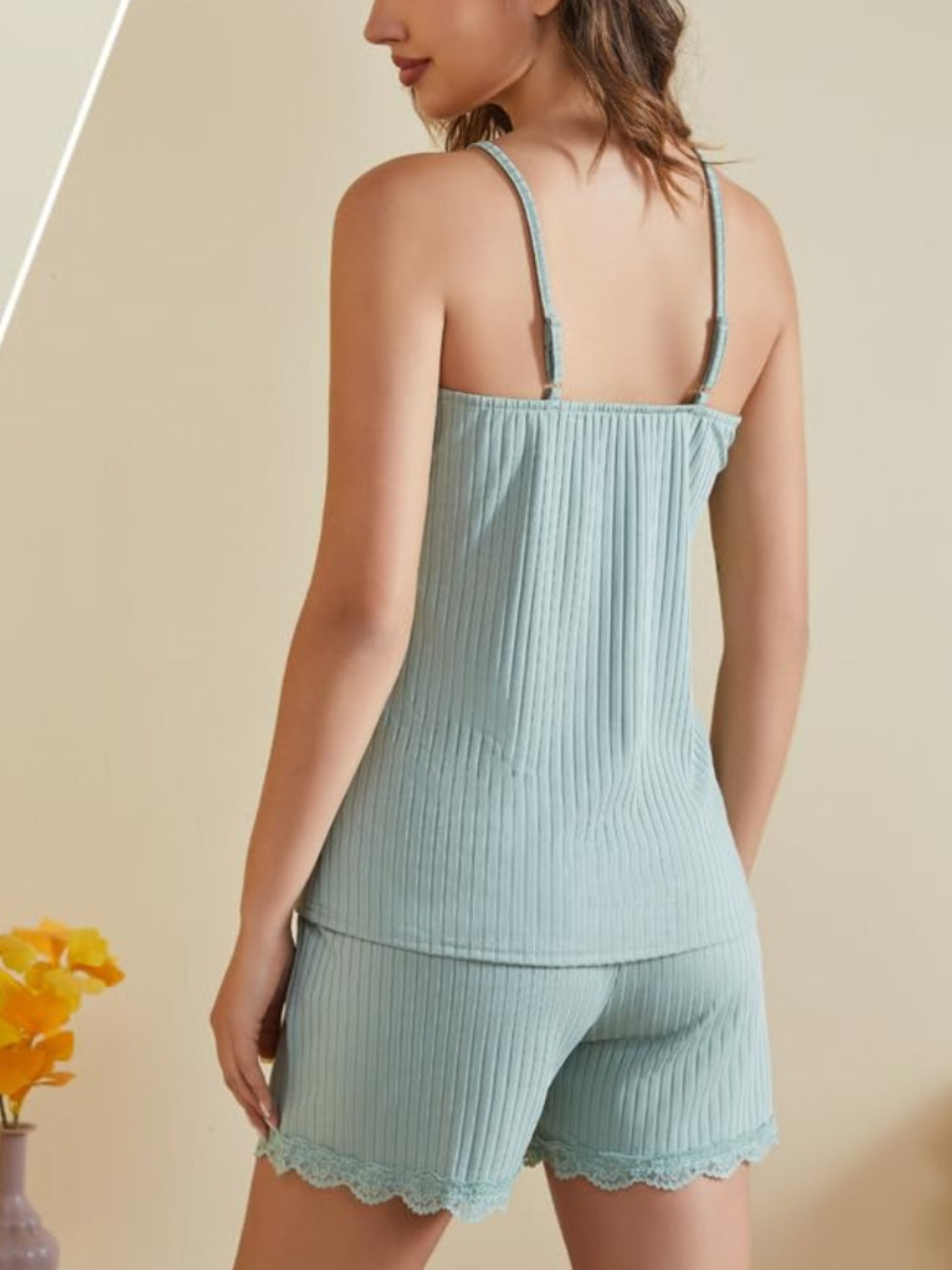 Ribbed Scoop Neck Top and Shorts Lounge Set, 5 Colors