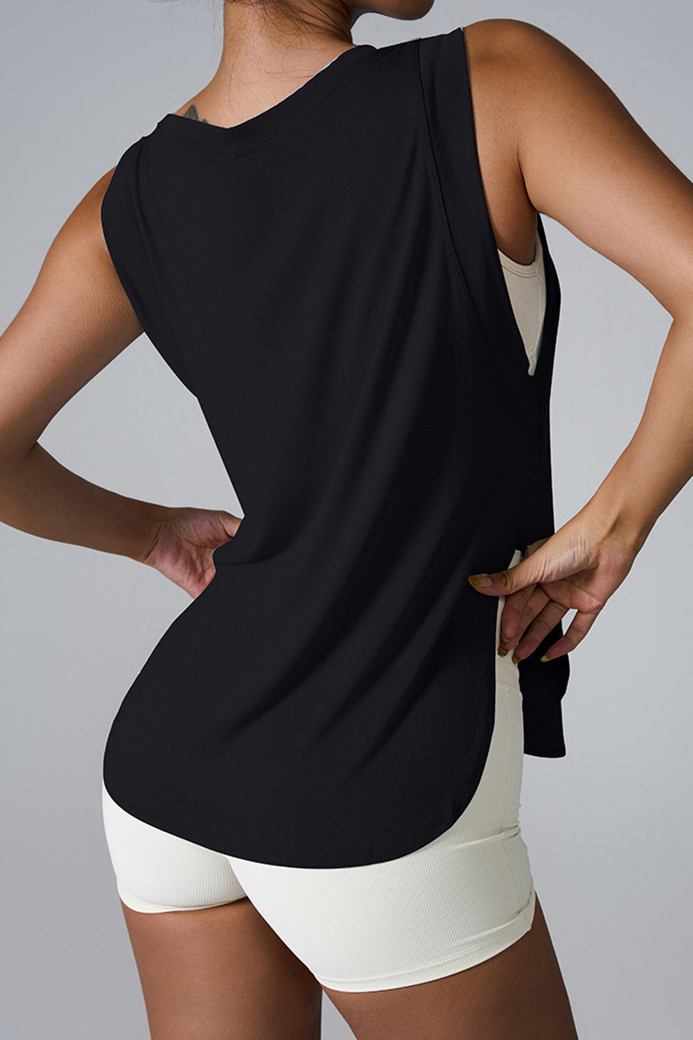 Slit Round Neck Active Tank, 5 Colors