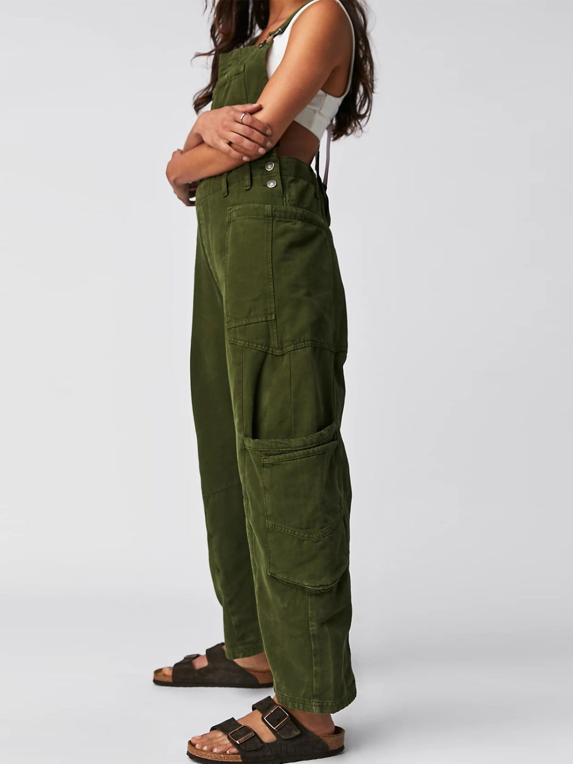 Pocketed Wide Strap Denim Overalls, 4 Colors