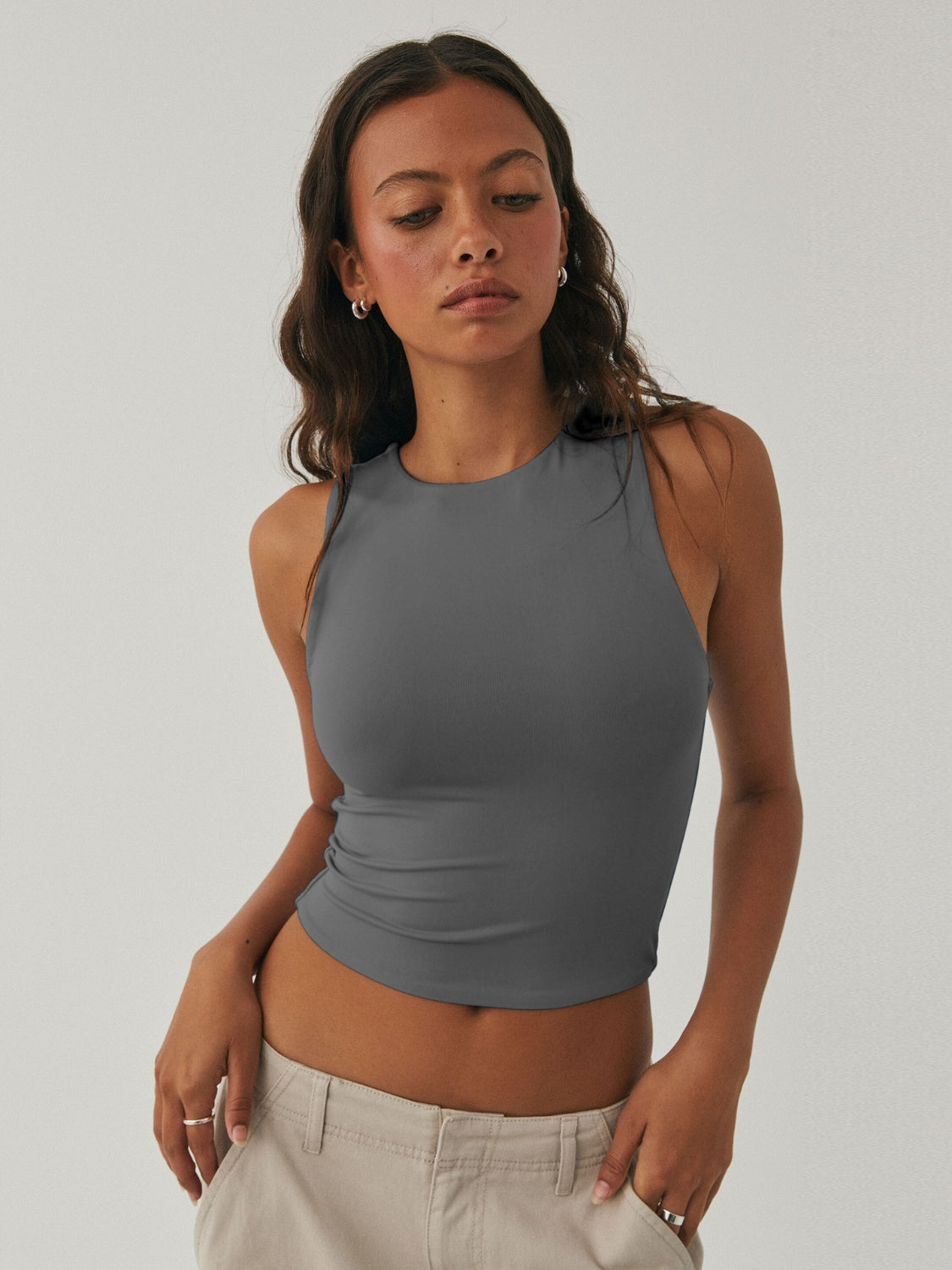 Round Neck Cropped Tank, 9 Colors