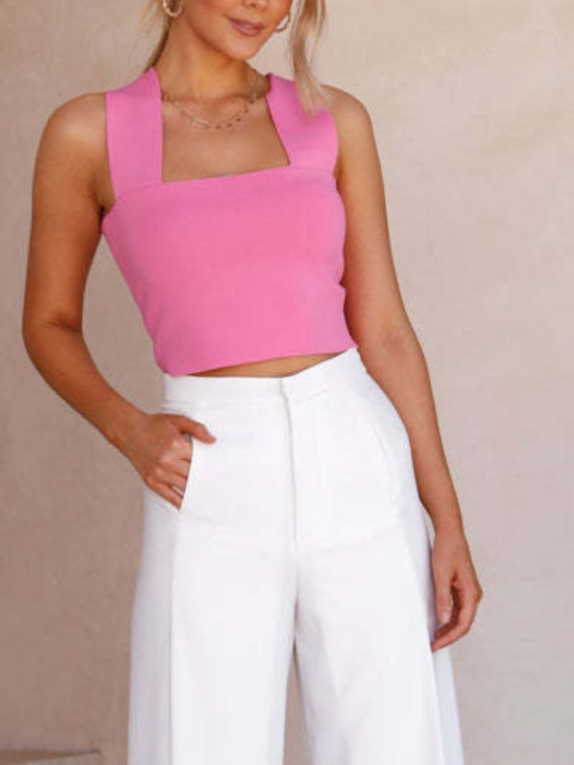 Square Neck Wide Strap Tank, 6 Colors