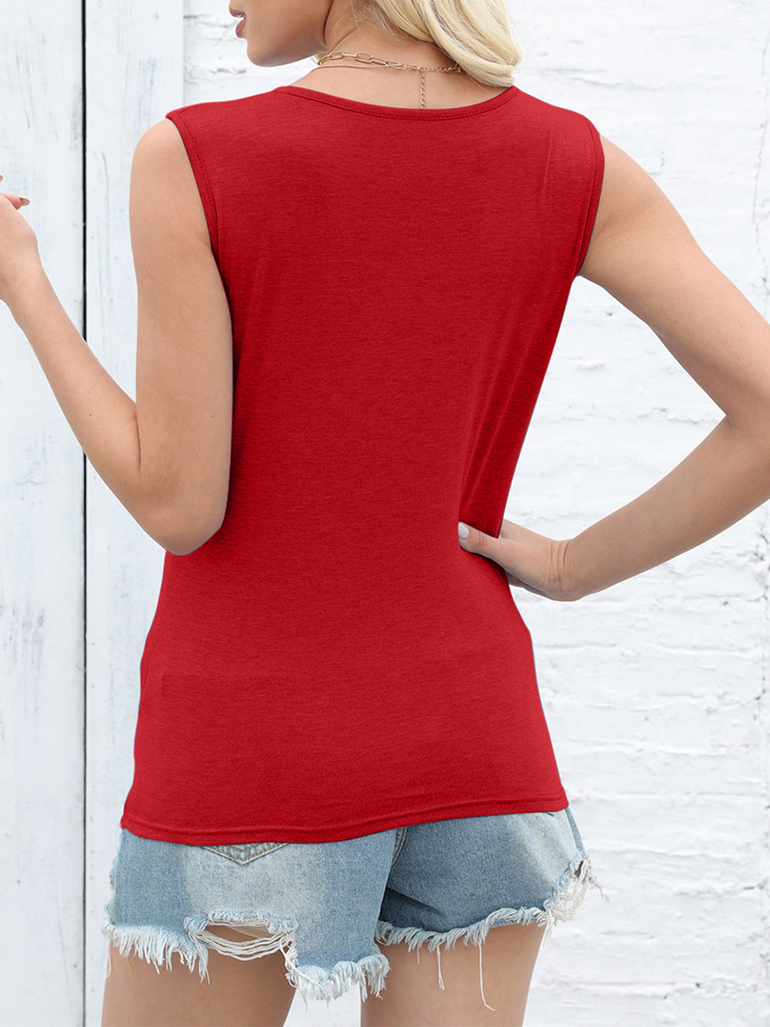 Cutout Twisted Round Neck Tank, 4 Colors