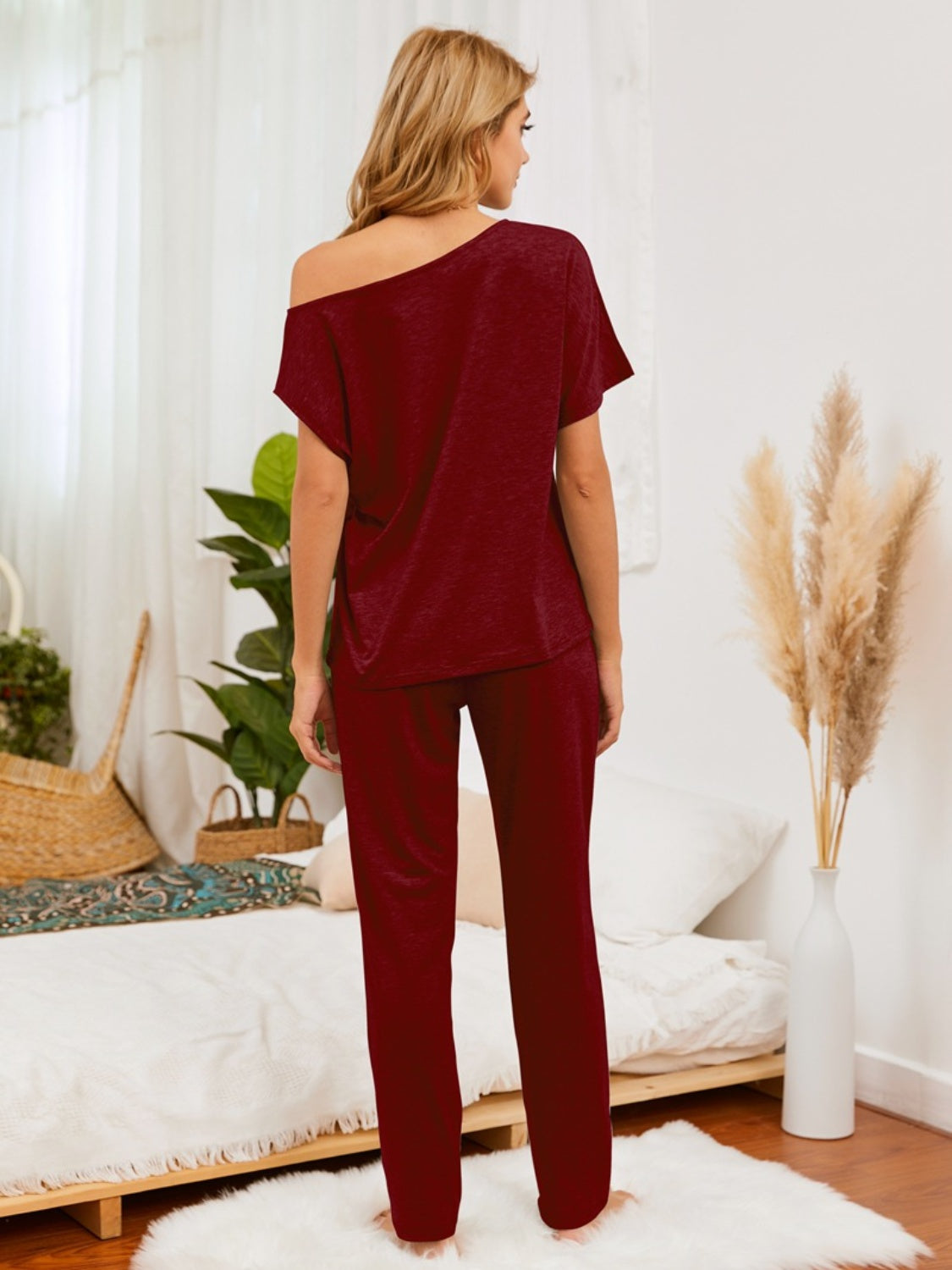 Boat Neck Top and Pants Lounge Set, 5 Colors