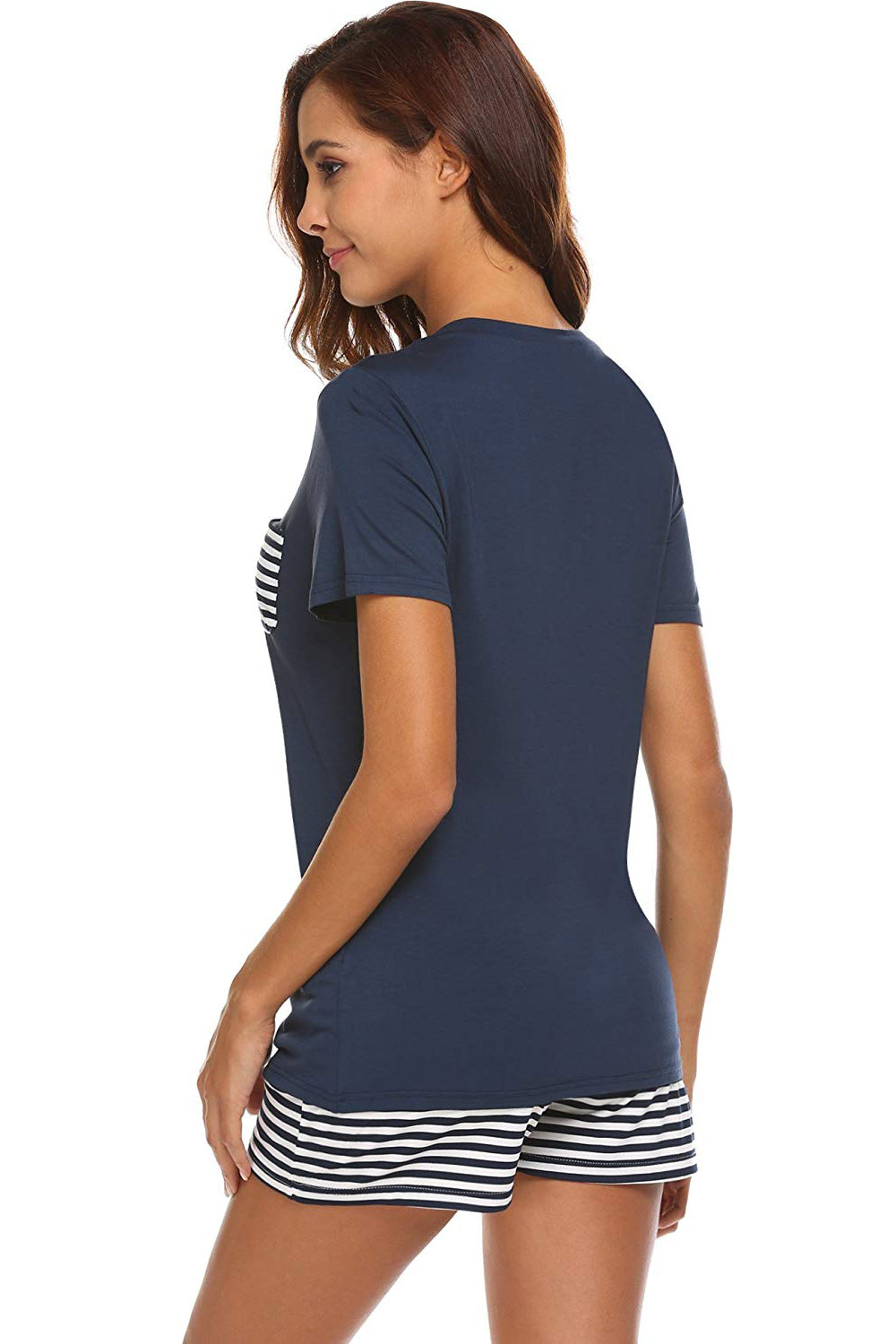 Striped Short Sleeve Top and Shorts Lounge Set, 7 Colors