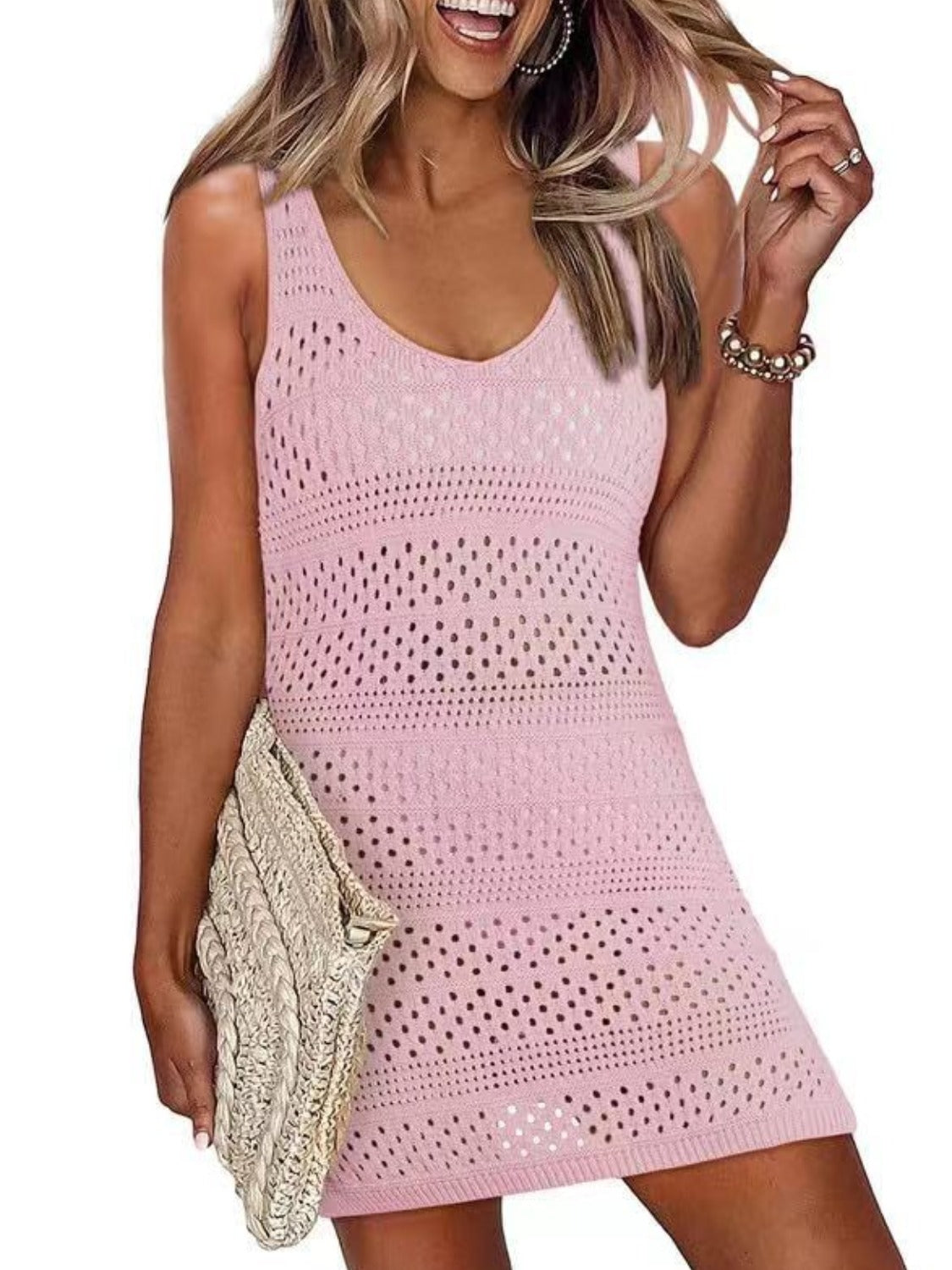 Openwork Scoop Neck Cover Up, 3 Colors