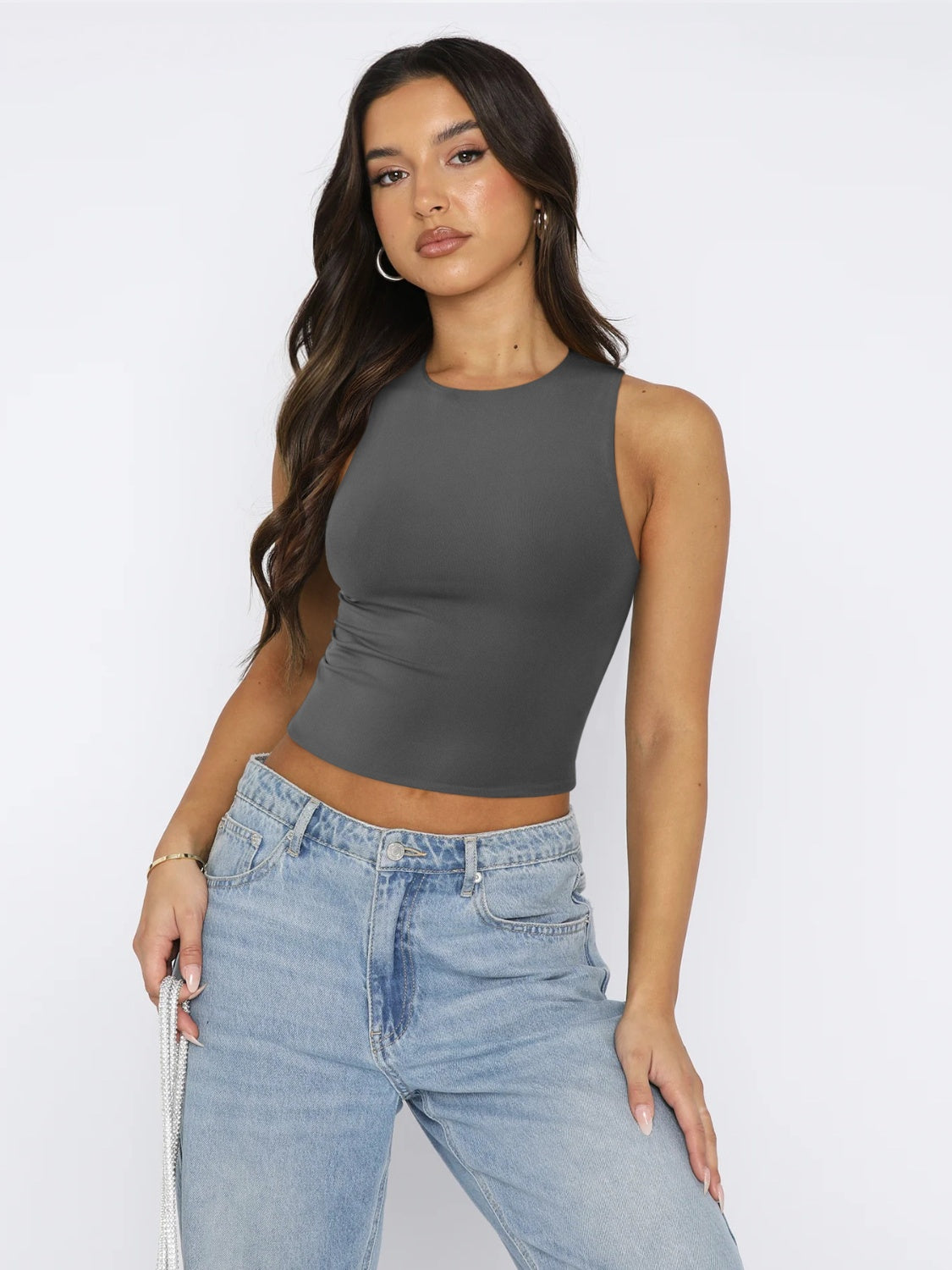 Round Neck Cropped Tank, 9 Colors