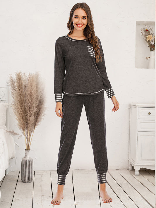 Round Neck Top and Pants Lounge Set, 3 Colors