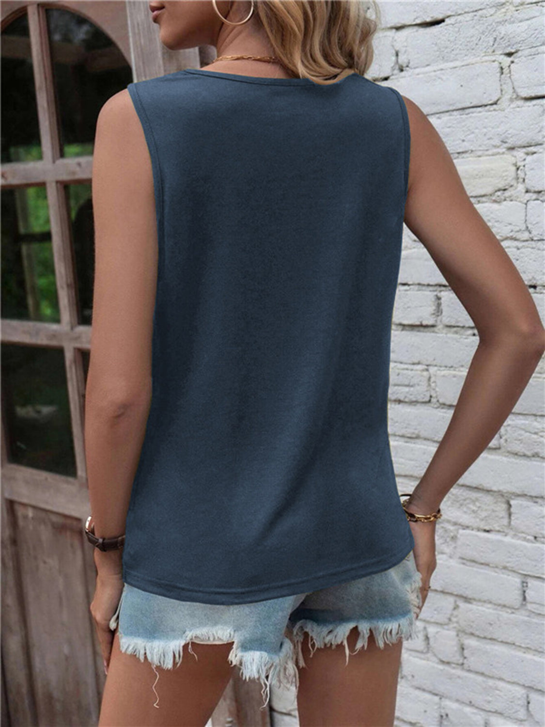 Cutout Twisted Round Neck Tank, 4 Colors