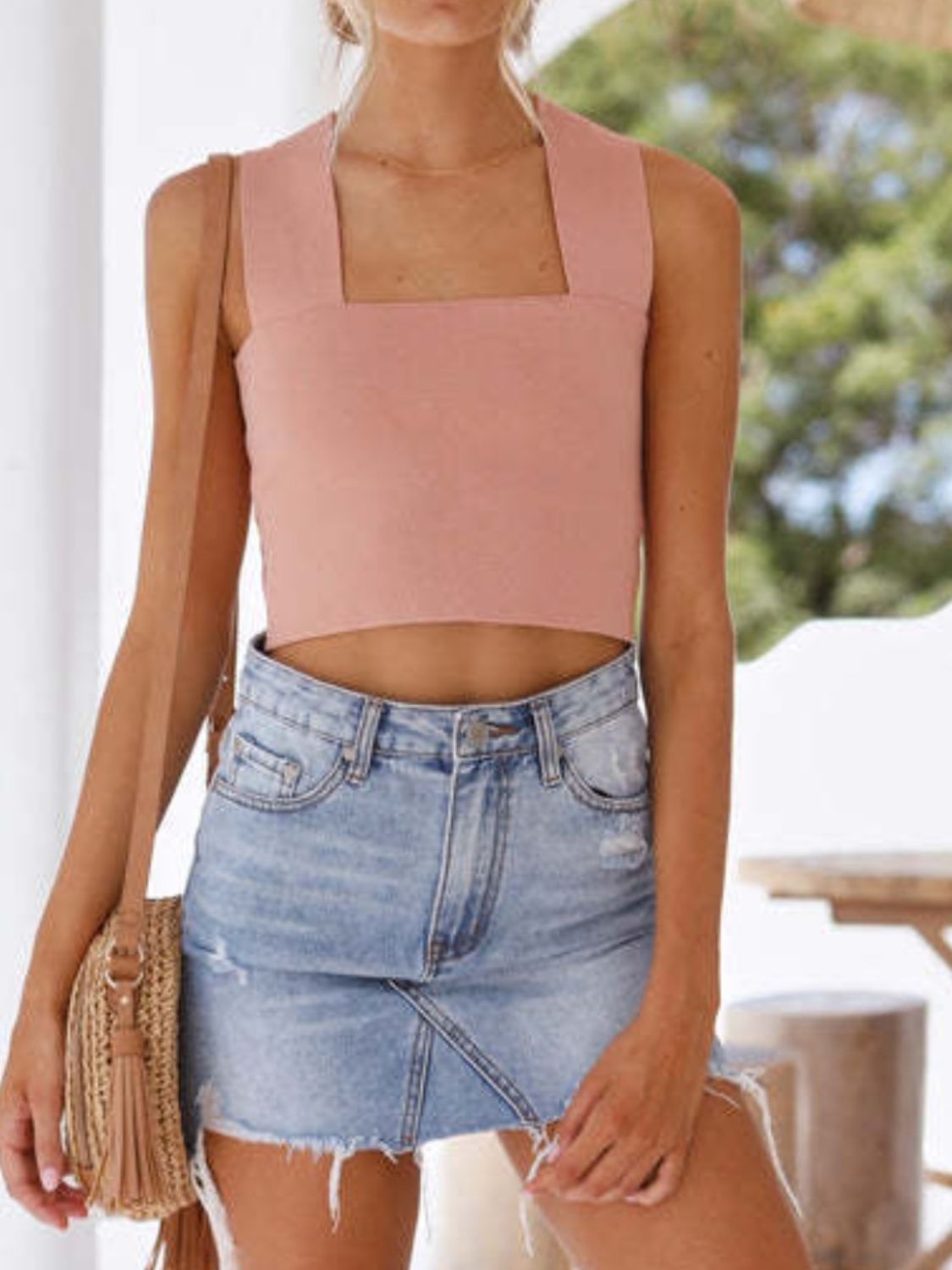 Square Neck Wide Strap Tank, 6 Colors