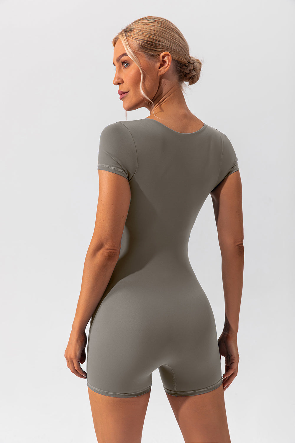 Square Neck Cap Sleeve Active Romper, 5 Colors