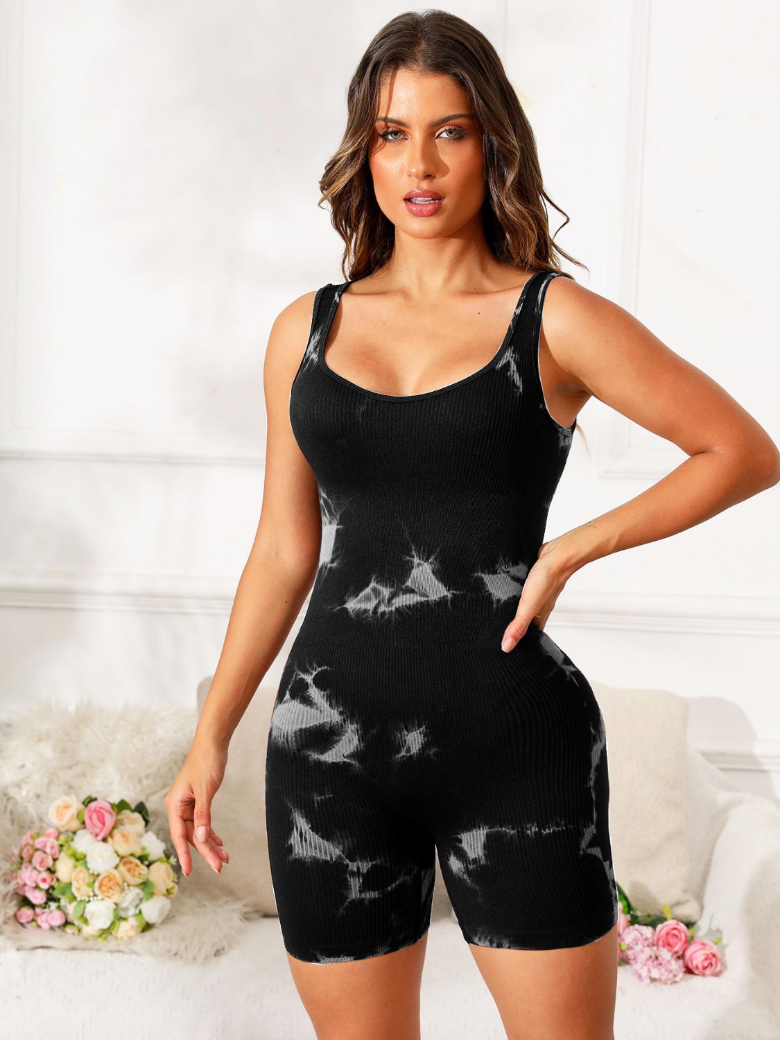 Tie-Dye Wide Strap Active Romper, 7 Colors